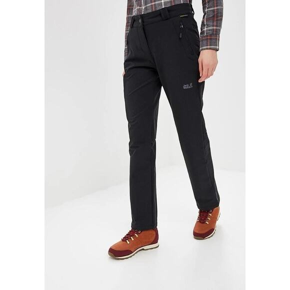 Jack Wolfskin Womens Activate Therma Fit Black Pants FlexShield Outdoors - Sz 10 - Picture 1 of 12